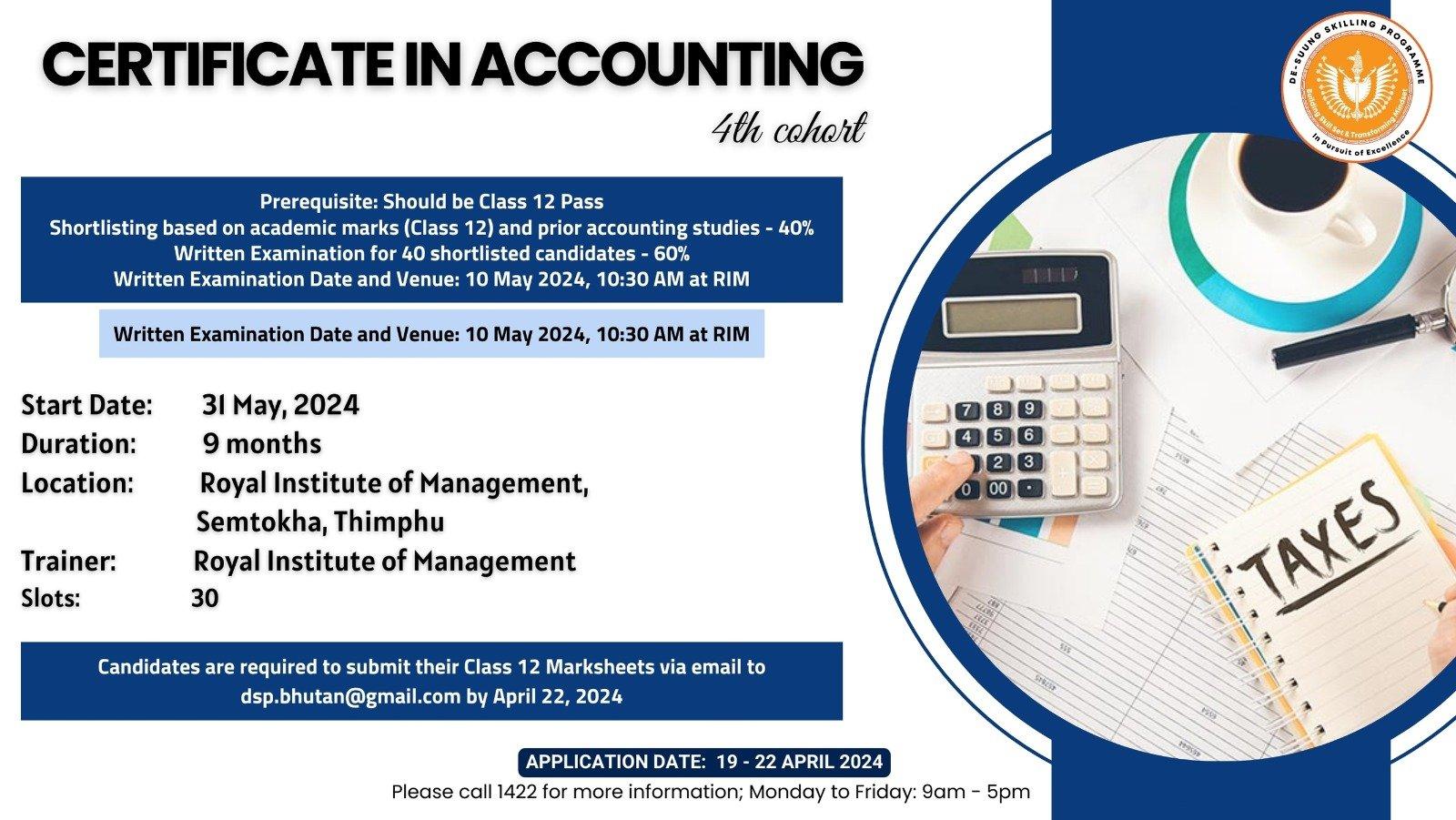 Certificate in Accounting - 4th Cohort