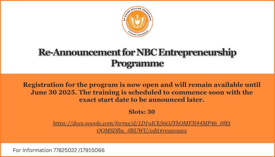 New Business Creation - Entrepreneurship Development Training Program (NBC-EDTP) 